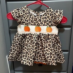 Leopard Print Kids Matching Set with Pumpkin Design